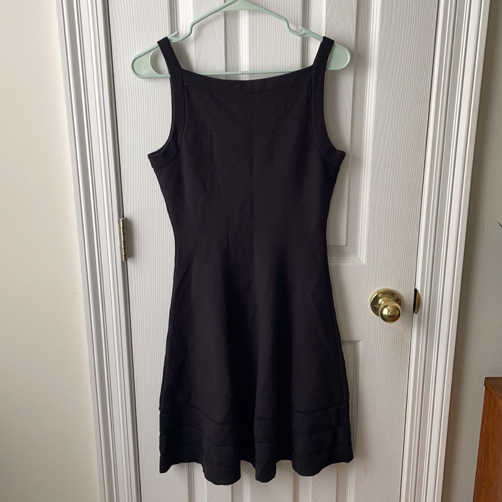 KATE SPADE Square Neck Open Cable Sweater Black Fit Flare Mini Dress Size Small - Picture 16 of 16